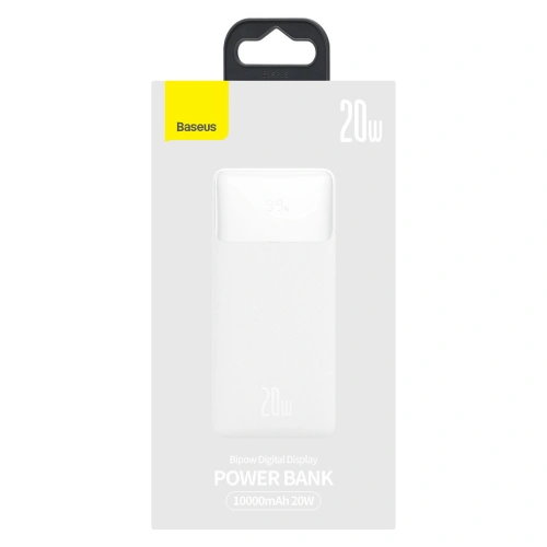 Powerbank Baseus Bipow 10000mAh 20W biały (Overseas Edition) + kabel USB-A/microUSB 0.25m biały