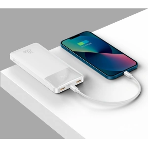 Powerbank Baseus Bipow 10000mAh 20W biały (Overseas Edition) + kabel USB-A/microUSB 0.25m biały