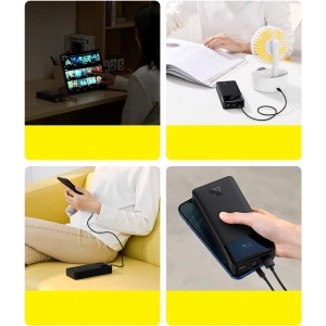 Powerbank Baseus Bipow 10000mAh 20W biały (Overseas Edition) + kabel USB-A/microUSB 0.25m biały