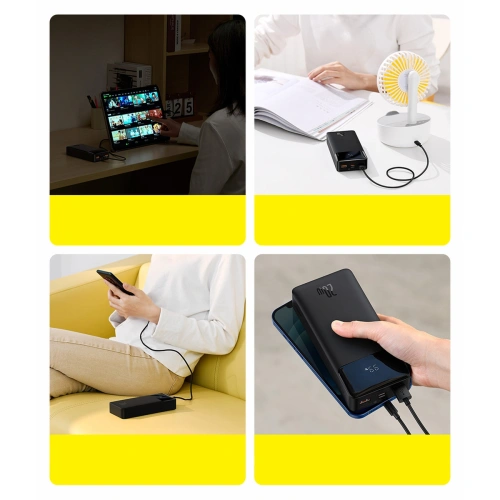 Powerbank Baseus Bipow 10000mAh 20W biały (Overseas Edition) + kabel USB-A/microUSB 0.25m biały