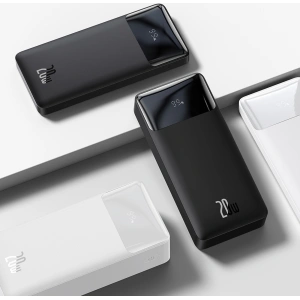 Powerbank Baseus Bipow 10000mAh 20W biały (Overseas Edition) + kabel USB-A/microUSB 0.25m biały