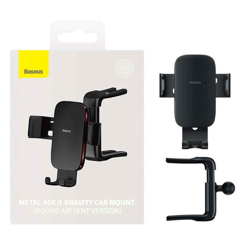 Hurtownia GSM - Uchwyt auto Baseus Metal AgeⅡ pentru grila de ventilație rotundă negru - BSU3681 - {ean13} - Hurt