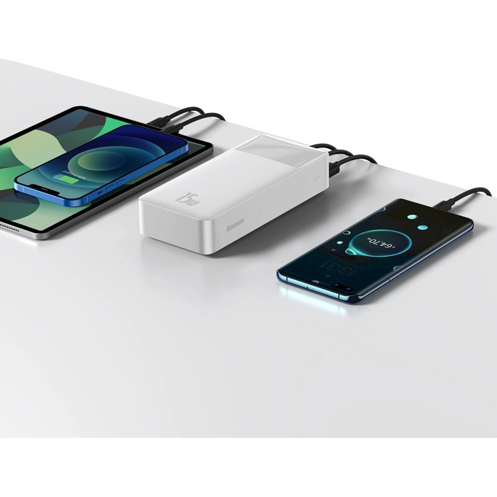 Hurtownia GSM - Powerbank Baseus Bipow Display 30000mAh 15W bílý (Overseas Edition) + kabel USB/microUSB 0.25m bílý - BSU3694 - {ean13} - Hurt