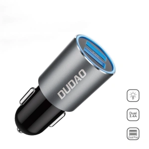 Încărcător auto Dudao 2xUSB 3.4A gri (R5s grey)