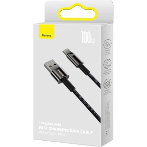 Hurtownia GSM - Kabel Baseus Tungsten Gold USB/USB-C 480Mbps 100W 1m czarny - BSU3695 - {ean13} - Hurt