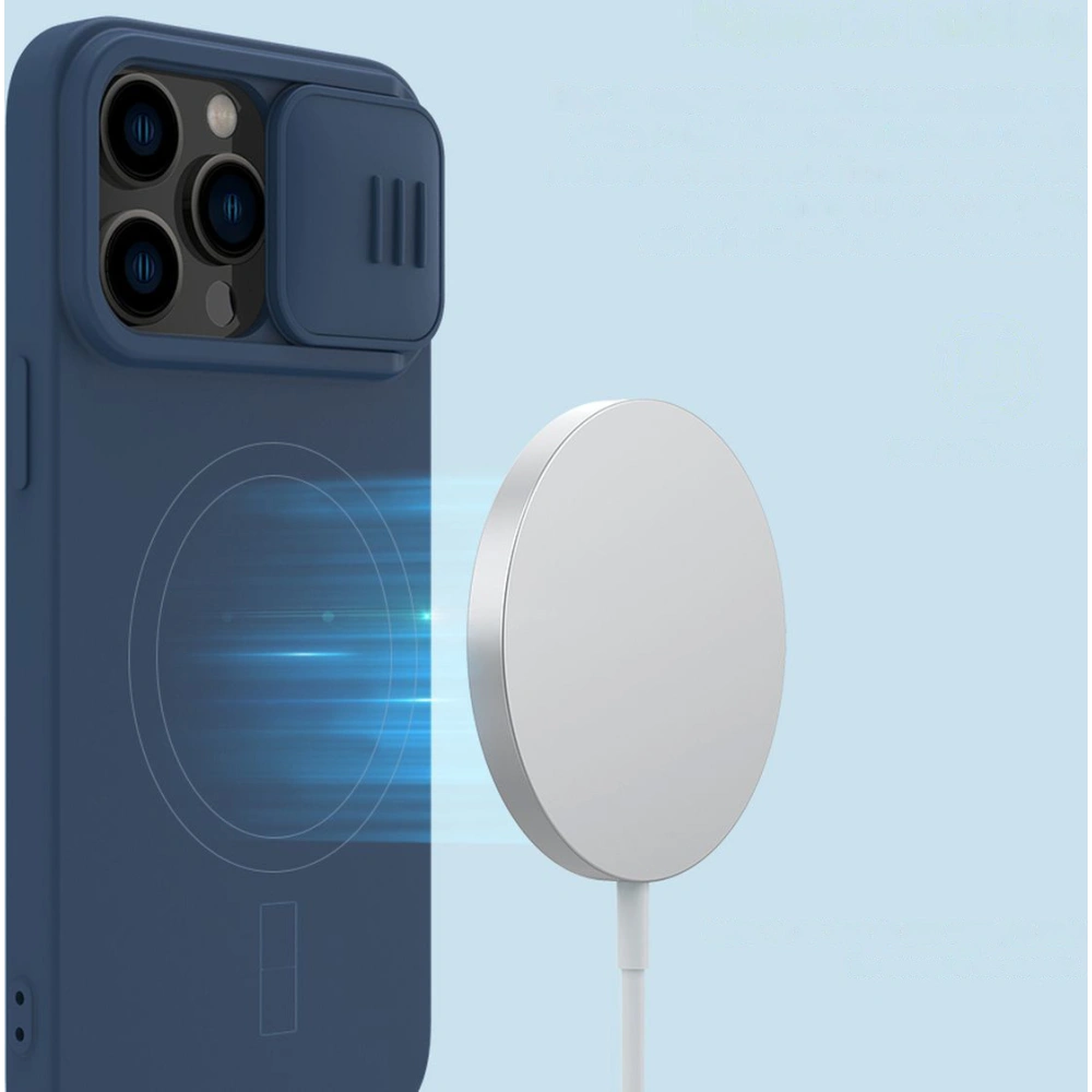 Etui Nillkin CamShield Magnetic szilikon MagSafe Apple iPhone 14 Pro Max kék