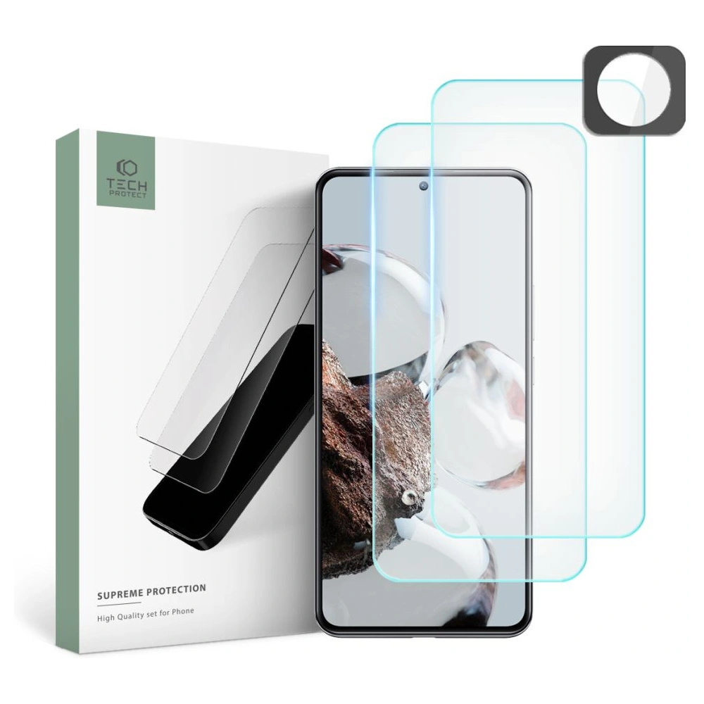 Hurtownia GSM - Edzett üveg + fényképezőgép objektívekhez Tech-Protect Supreme Set Xiaomi 12T Pro Clear [2+1 PACK] - THP1566 - {ean13} - Hurt