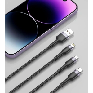 Hurtownia GSM - Kábel Tech-Protect Ultraboost 3in1 Lightning/USB-C/microUSB 3A 120cm Fekete - THP1604 - {ean13} - Hurt