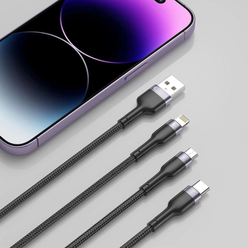 Kabel Tech-Protect Ultraboost 3in1 Lightning/USB-C/microUSB 3A 120cm Black