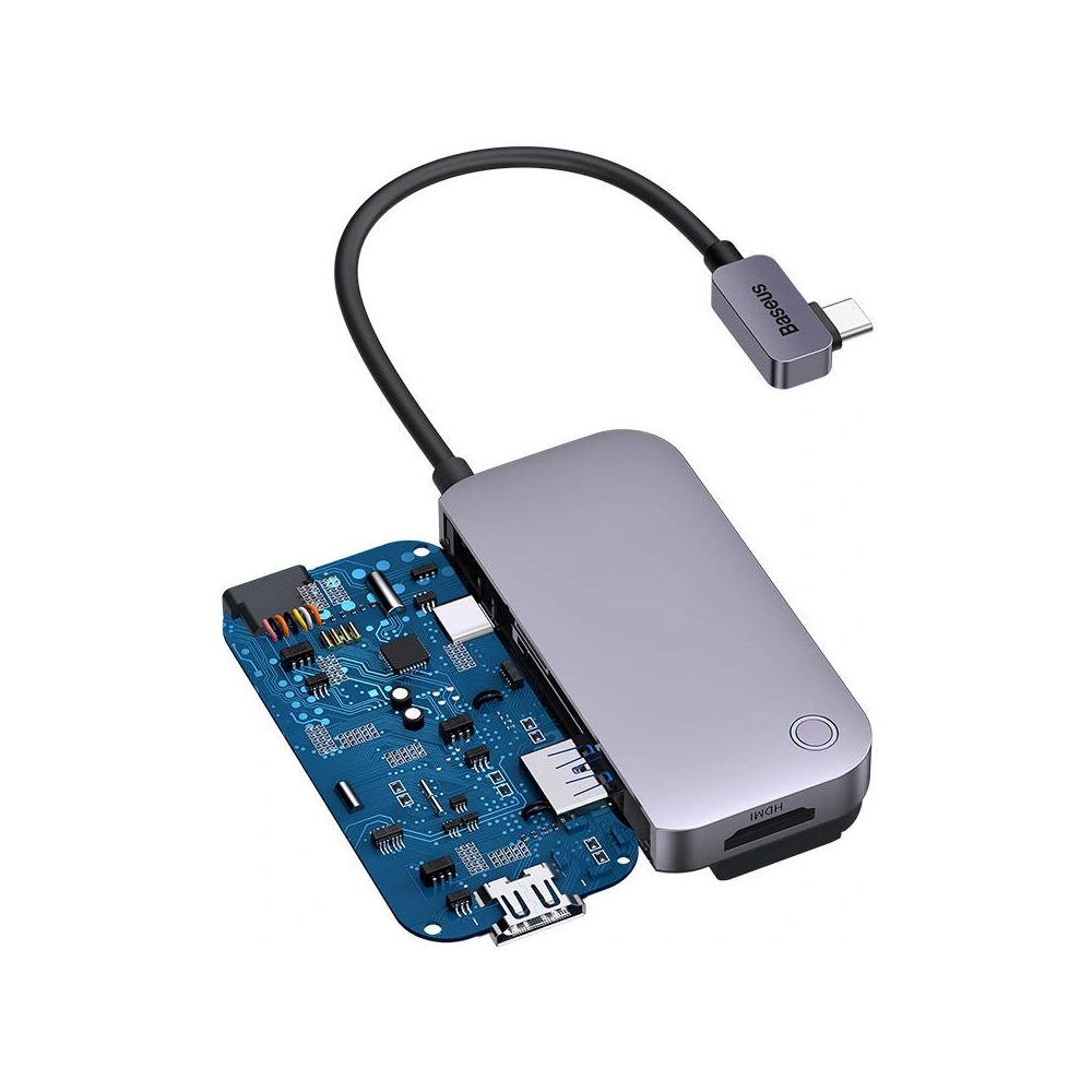 Hurtownia GSM - Hub 4w1 Baseus PadJoy Series USB-C zu USB 3.0 + HDMI + USB-C PD + Klinke 3.5mm (Grau) - BSU3700 - {ean13} - Hurt
