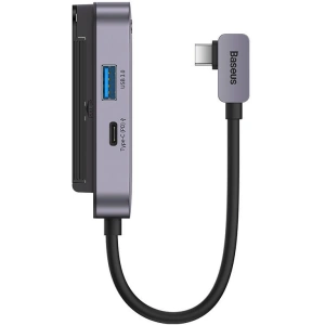 Hurtownia GSM - Hub 4w1 Baseus PadJoy sorozat USB-C-ről USB 3.0-ra + HDMI + USB-C PD + jack 3.5mm (Szürke) - BSU3700 - {ean13} - Hurt
