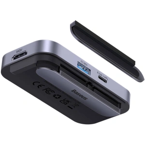 Hurtownia GSM - Hub 4w1 Baseus PadJoy sorozat USB-C-ről USB 3.0-ra + HDMI + USB-C PD + jack 3.5mm (Szürke) - BSU3700 - {ean13} - Hurt