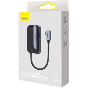 Hurtownia GSM - Hub 4w1 Baseus PadJoy sorozat USB-C-ről USB 3.0-ra + HDMI + USB-C PD + jack 3.5mm (Szürke) - BSU3700 - {ean13} - Hurt