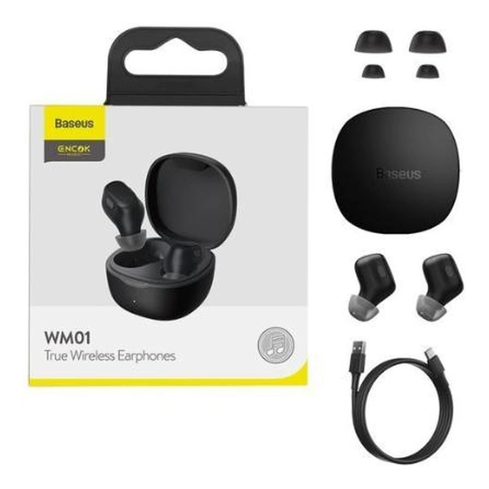 Hurtownia GSM - Vezeték nélküli TWS Baseus Encok WM01 Bluetooth 5.3 fekete fülhallgató - BSU3707 - {ean13} - Hurt