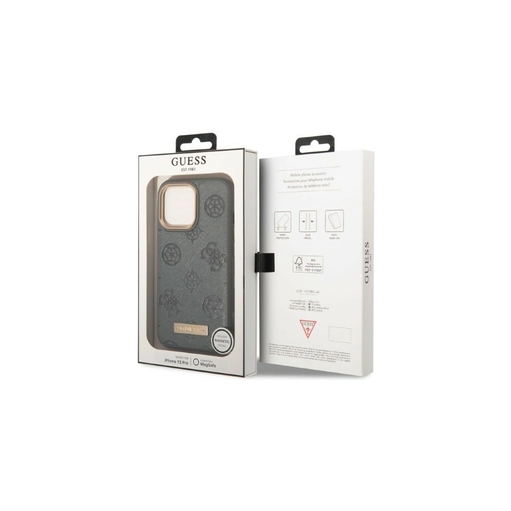 Hurtownia GSM - Case Guess GUHMP13LSAPSTG Apple iPhone 13 Pro grau/grey Hardcase Peony Logo Plate MagSafe - GUE2268 - {ean13} - Hurt
