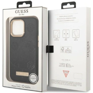 Wholesale Guess GUHMP13LSAPSTK Apple iPhone 13 Pro black hardcase Peony Logo Plate MagSafe - GUE2269 - {ean13} - Hurt