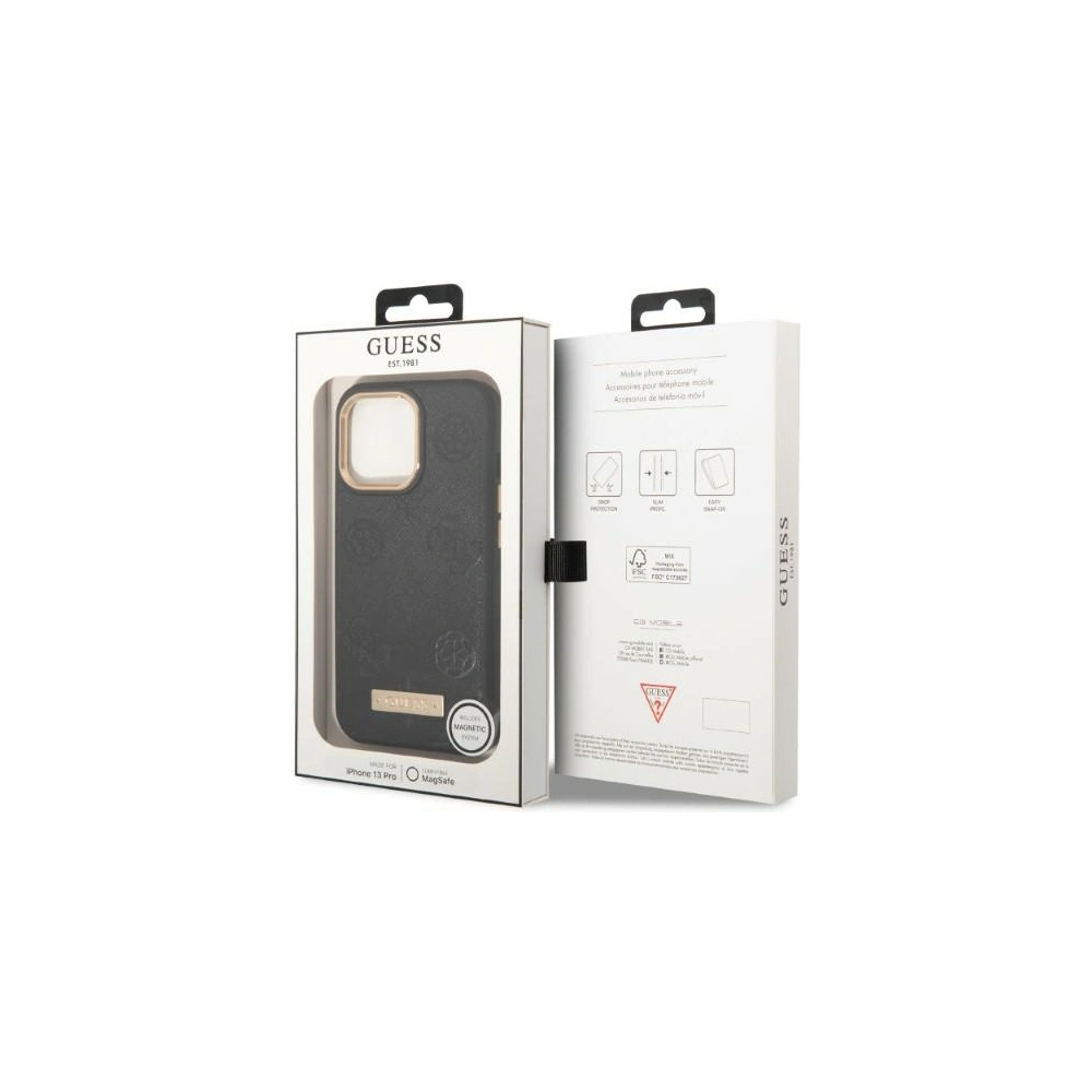 Hurtownia GSM - Etui Guess GUHMP13LSAPSTK Apple iPhone 13 Pro negru/black hardcase Peony Logo Plate MagSafe - GUE2269 - {ean13} - Hurt