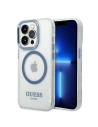 Etui Guess GUHMP14LHTRMB Apple iPhone 14 Pro albastru/blue hard case Metal Outline Magsafe