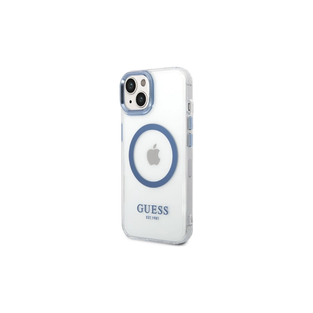 Etui Guess GUHMP14MHTRMB Apple iPhone 14 Plus / 15 Plus albastru/blue hard case Metal Outline Magsafe