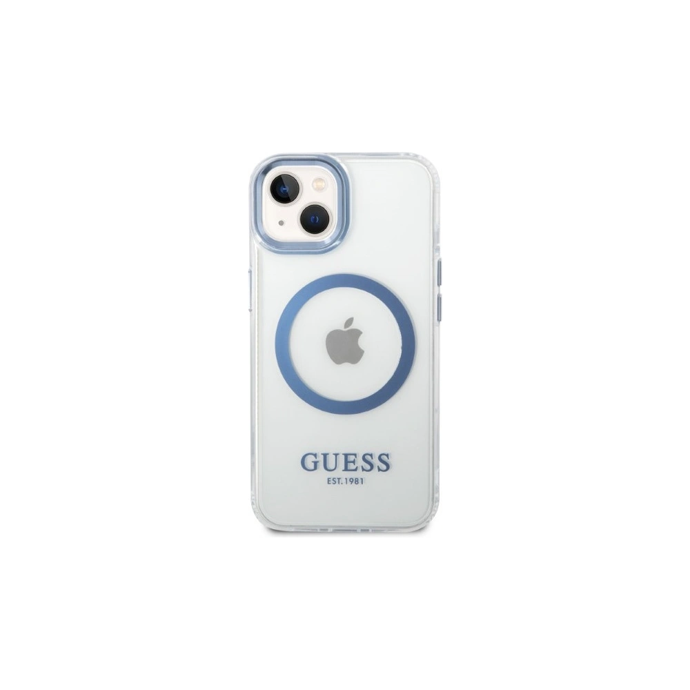 Etui Guess GUHMP14MHTRMB Apple iPhone 14 Plus / 15 Plus kék/kék kemény tok Fémkeret Magsafe