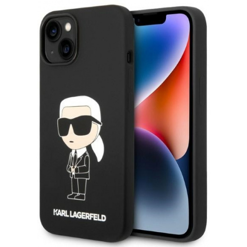 Karl Lagerfeld Distributor - 3666339086565 - KLD1285 - Karl Lagerfeld KLHCP14SSNIKBCK Apple iPhone 14 hardcase black Silicone Ikonik - B2B homescreen