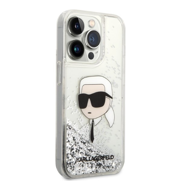 Kryt Karl Lagerfeld KLHCP14XLNKHCH Apple iPhone 14 Pro Max silver hardcase Glitter Karl Head