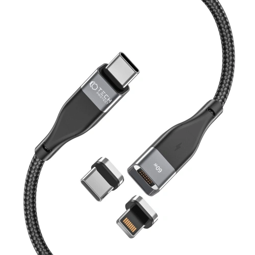 Kabel magnetyczny Tech-Protect Ultraboost 2in1 Magnetic Cable Lightning & USB-C PD 60W 3A 100cm Black