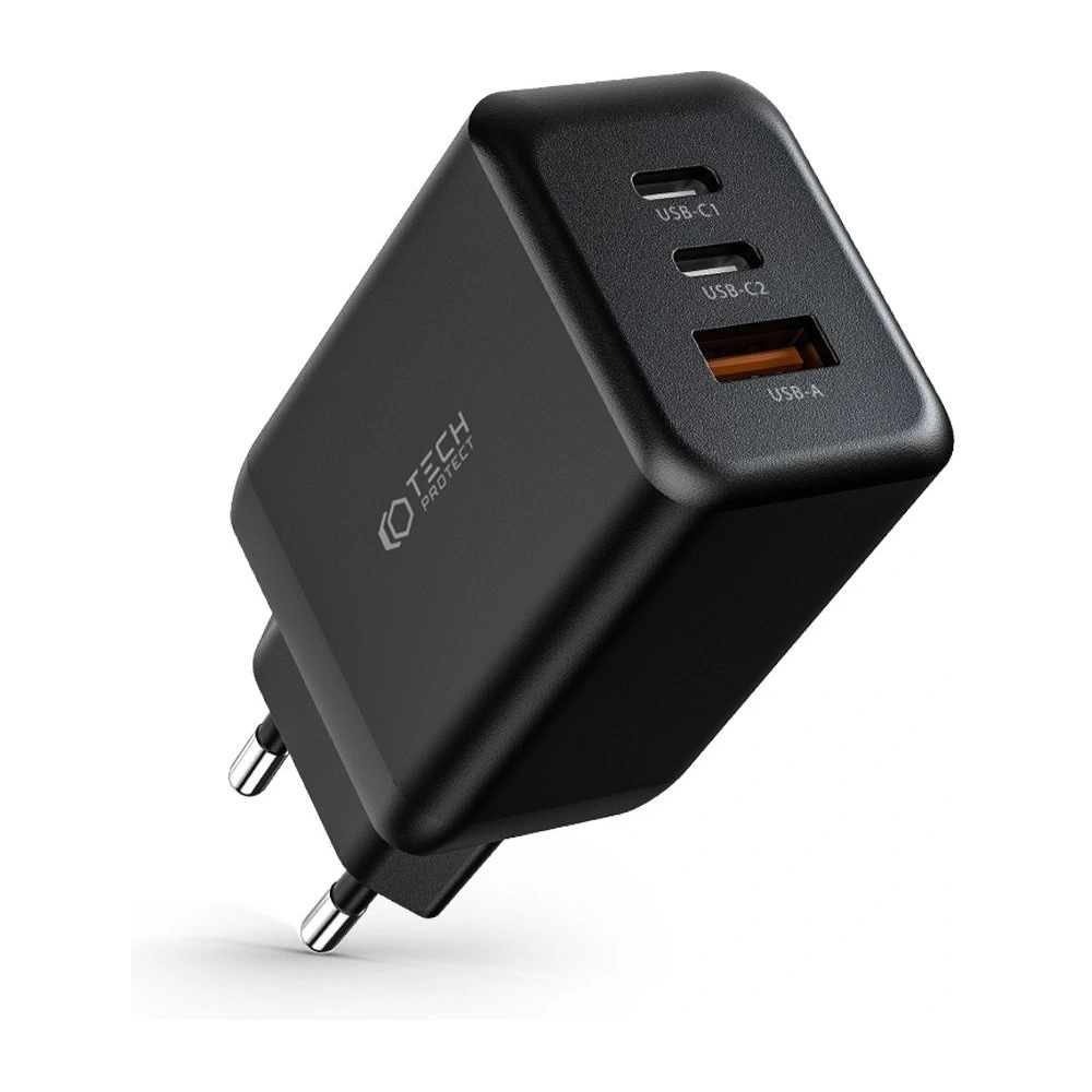 Hurtownia GSM - Netzteil Tech-Protect C65W 3-Port Netzladegerät PD 65W QC 3.0 Schwarz - THP1613 - {ean13} - Hurt