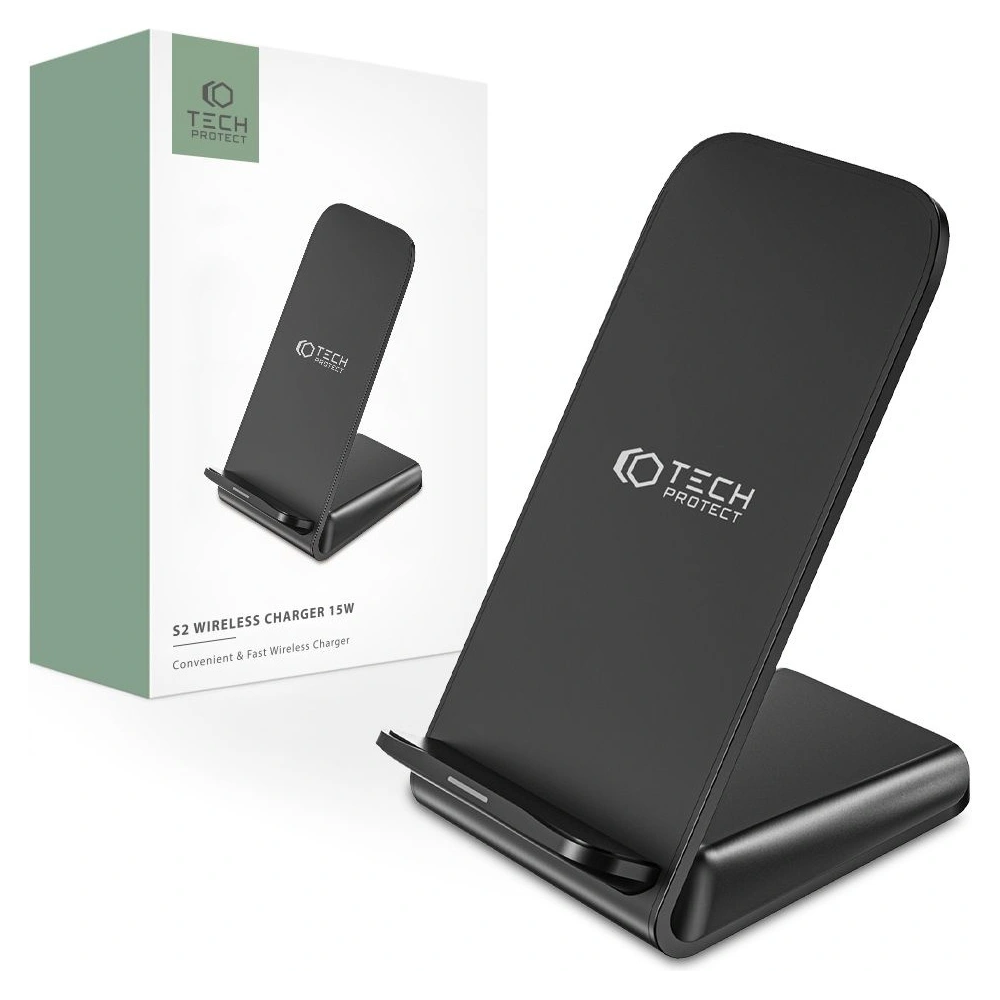 Hurtownia GSM - Kabelloses Ladegerät Tech-Protect Qi15W-S2 Wireless Charger 15W Schwarz - THP1614 - {ean13} - Hurt