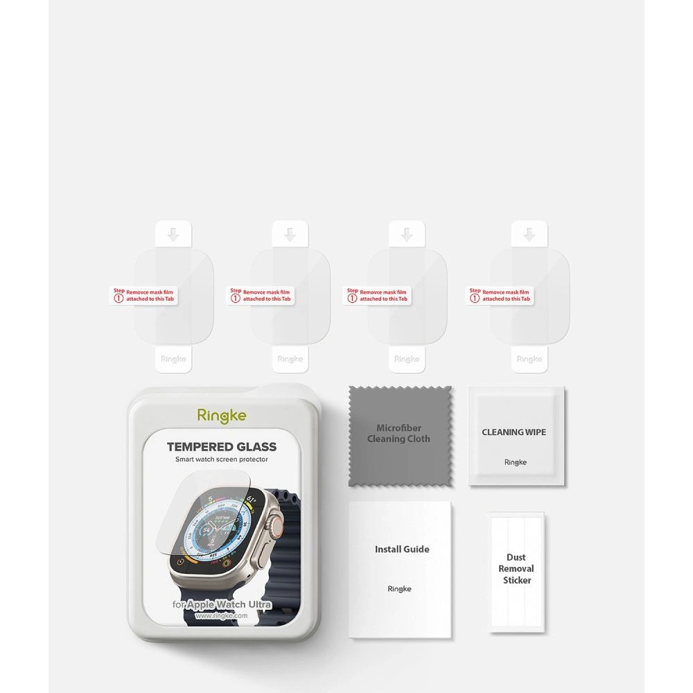 Hurtownia GSM - Gehärtetes Glas Ringke ID Glass Apple Watch Ultra 49mm Klar [4 PACK] - RGK1726 - {ean13} - Hurt