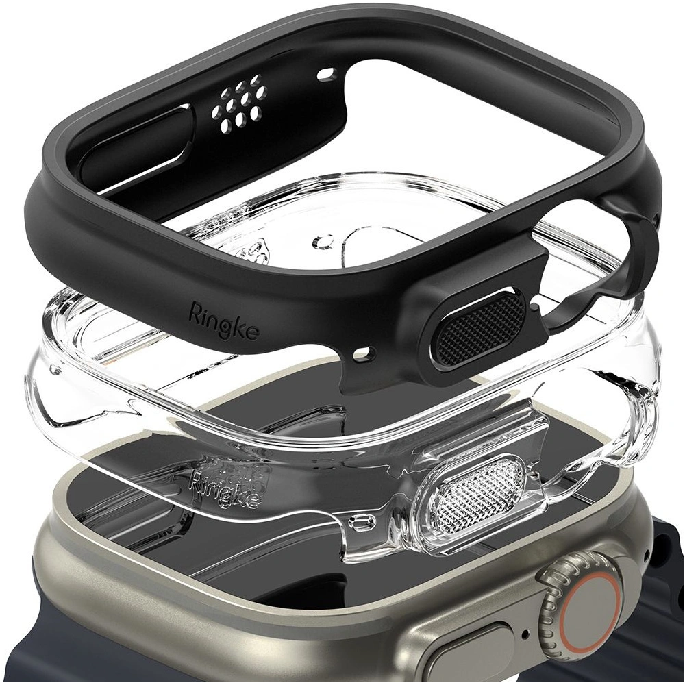 Hurtownia GSM - Etui Ringke Slim Apple Watch Ultra 49mm Átlátszó és Matt Fekete [2 PACK] - RGK1732 - {ean13} - Hurt