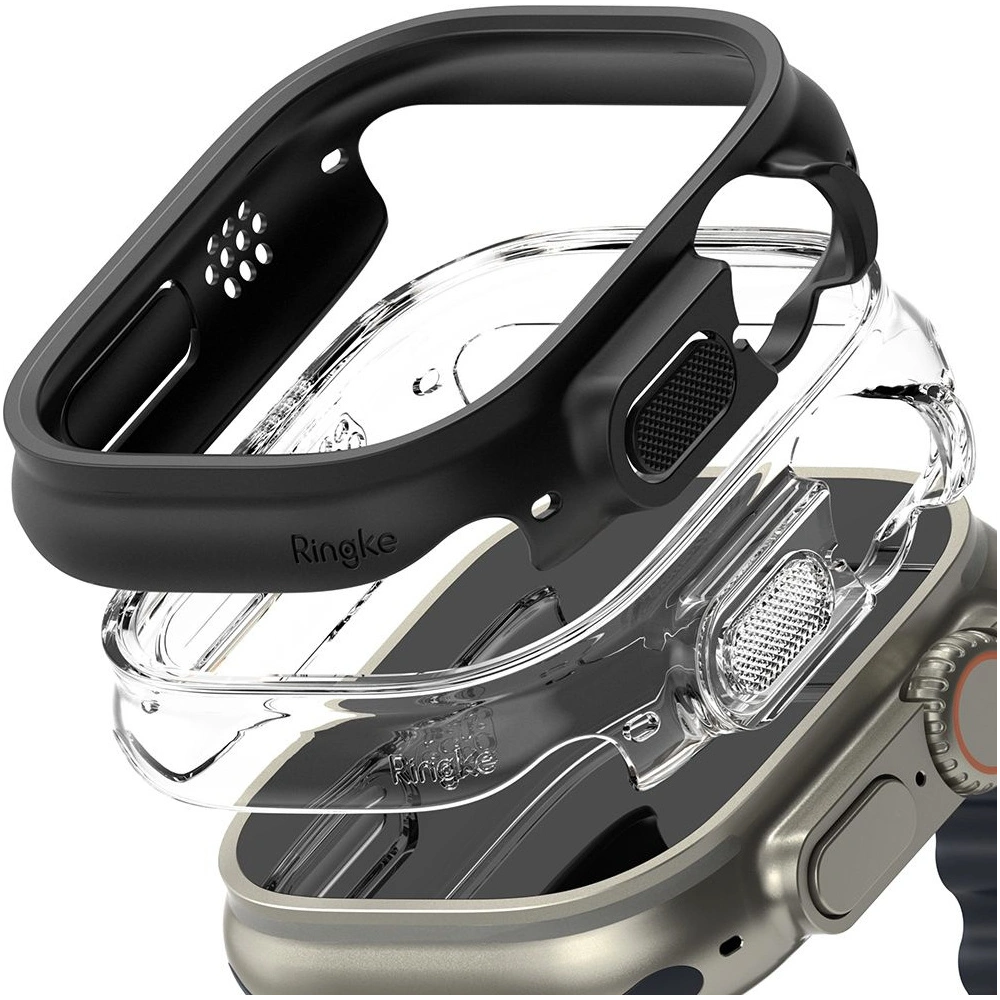 Hurtownia GSM - Etui Ringke Slim Apple Watch Ultra 49mm Átlátszó és Matt Fekete [2 PACK] - RGK1732 - {ean13} - Hurt