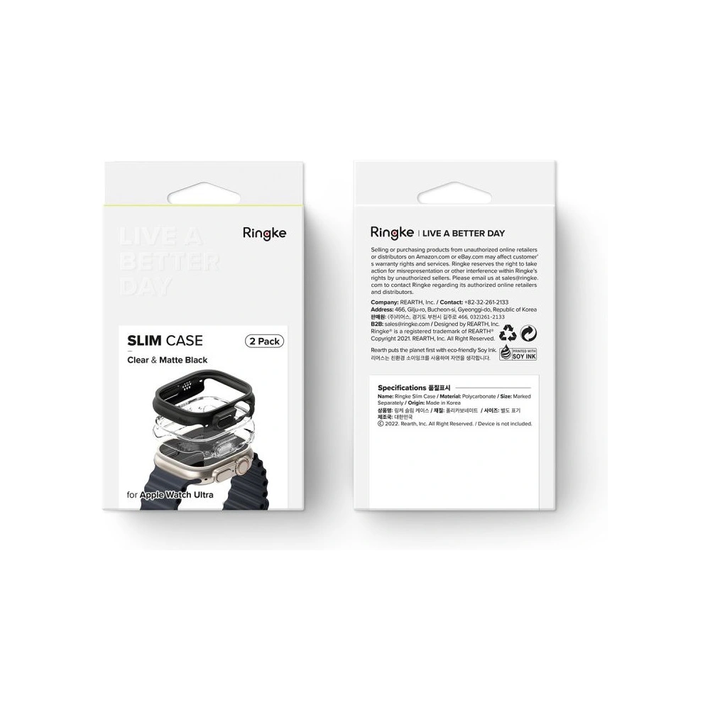 Hurtownia GSM - Case Ringke Slim Apple Watch Ultra 49mm Klar & Matt Schwarz [2 PACK] - RGK1732 - {ean13} - Hurt