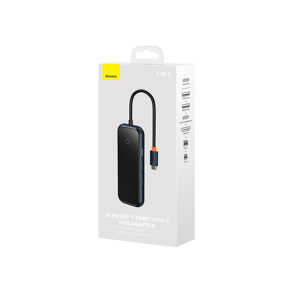 Wholesale Hub 7in1 Baseus AcmeJoy Series USB-C to 2xUSB 3.0 + HDMI + USB 2.0 + USB-C PD + SD/TF (gray) - BSU3708 - {ean13} - Hurt