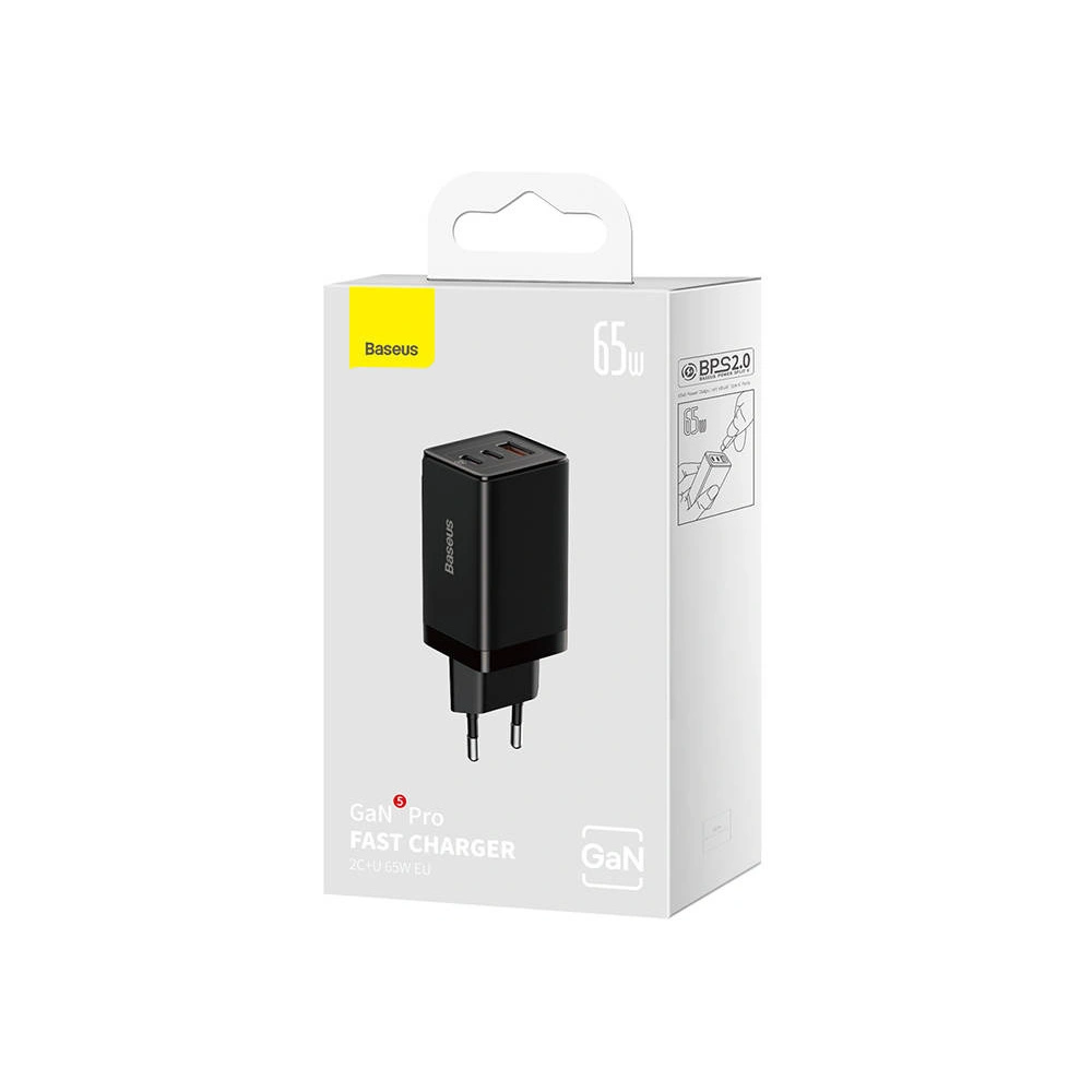 Hurtownia GSM - Încărcătorul de rețea Baseus GaN5 Pro 2xUSB-C + USB, 65W (negru) - BSU3710 - {ean13} - Hurt