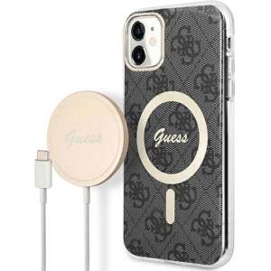 Hurtownia GSM - Set Guess husă + încărcător wireless GUBPN61H4EACSK Apple iPhone 11 negru/black hard case 4G Print MagSafe - GUE2279 - {ean13} - Hurt