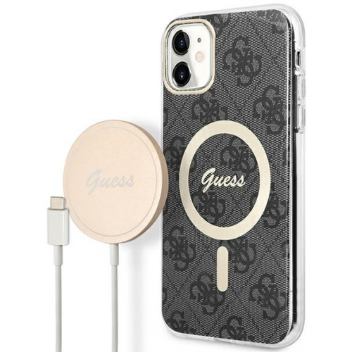 Guess Distributor - 3666339103361 - GUE2279 - Guess GUBPN61H4EACSK Case + Wireless Charger Apple iPhone 11 black hard case 4G Print MagSafe - B2B homescreen