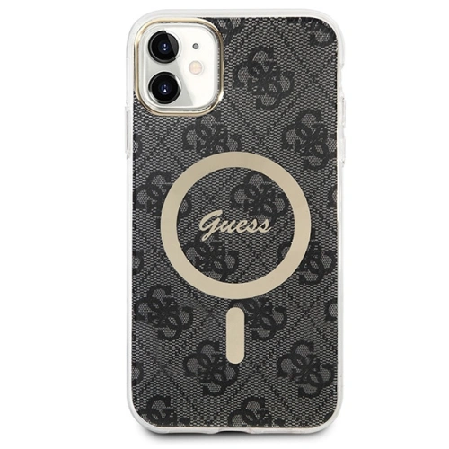 Zestaw Guess etui + ładowarka bezprzewodowa GUBPN61H4EACSK Apple iPhone 11 czarny/black hard case 4G Print MagSafe