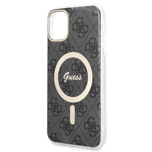 Zestaw Guess etui + ładowarka bezprzewodowa GUBPN61H4EACSK Apple iPhone 11 czarny/black hard case 4G Print MagSafe