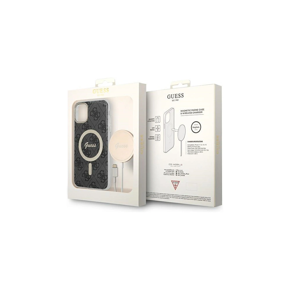 Hurtownia GSM - Set Guess husă + încărcător wireless GUBPN61H4EACSK Apple iPhone 11 negru/black hard case 4G Print MagSafe - GUE2279 - {ean13} - Hurt