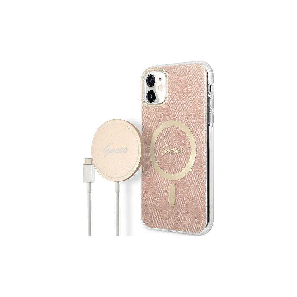 Hurtownia GSM - Set Guess Case + drahtloses Ladegerät GUBPN61H4EACSP Apple iPhone 11 rosa/pink Hartschale 4G Print MagSafe - GUE2280 - {ean13} - Hurt