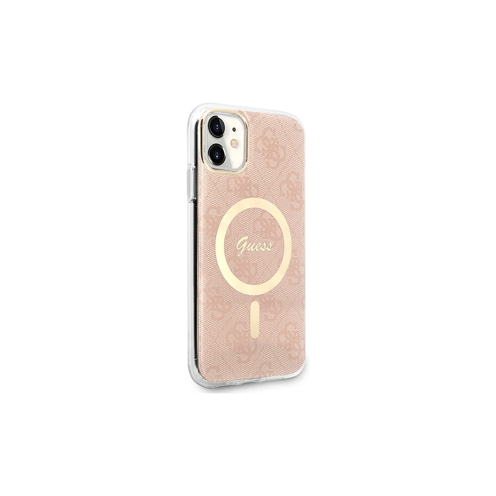 Hurtownia GSM - Set Guess husă + încărcător wireless GUBPN61H4EACSP Apple iPhone 11 roz/roz hard case 4G Print MagSafe - GUE2280 - {ean13} - Hurt