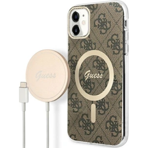Hurtownia GSM - Set Guess husă + încărcător wireless GUBPN61H4EACSW Apple iPhone 11 maro/castaniu hard case 4G Print MagSafe - GUE2281 - {ean13} - Hurt