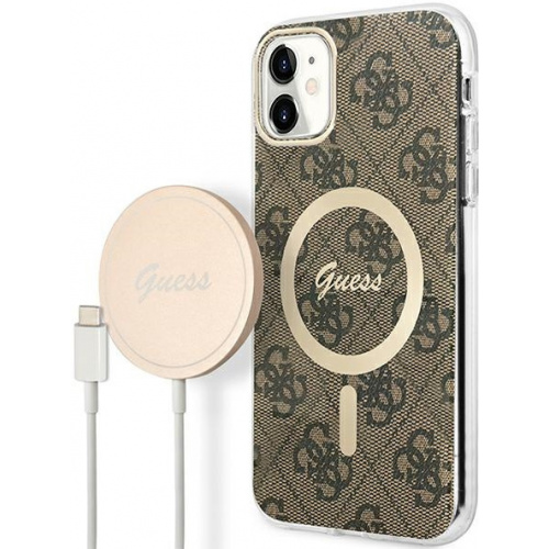 Guess Distributor - 3666339103385 - GUE2281 - Guess GUBPN61H4EACSW Case + Wireless Charger Apple iPhone 11 brown hard case 4G Print MagSafe - B2B homescreen