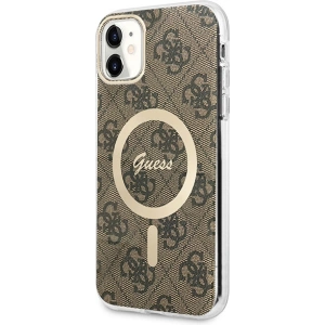 Hurtownia GSM - Set Guess husă + încărcător wireless GUBPN61H4EACSW Apple iPhone 11 maro/castaniu hard case 4G Print MagSafe - GUE2281 - {ean13} - Hurt