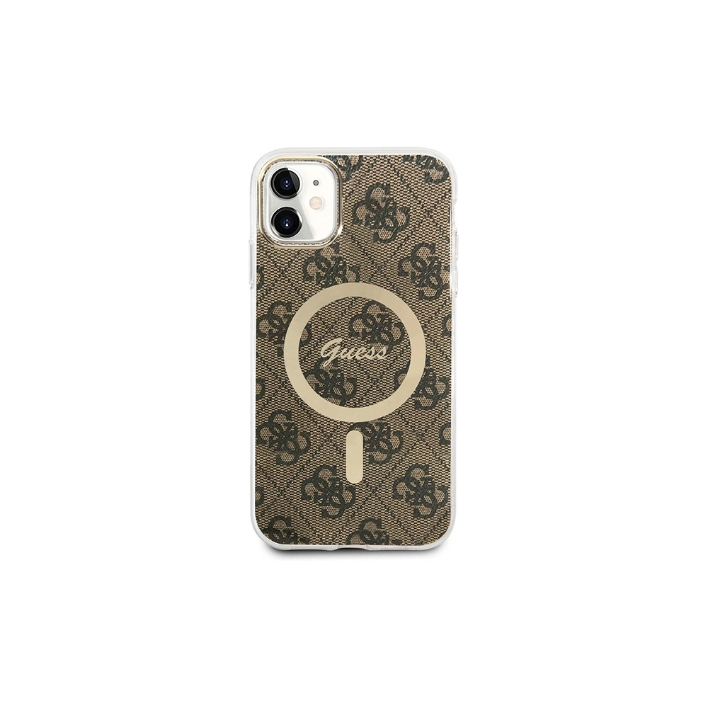 Hurtownia GSM - Set Guess husă + încărcător wireless GUBPN61H4EACSW Apple iPhone 11 maro/castaniu hard case 4G Print MagSafe - GUE2281 - {ean13} - Hurt