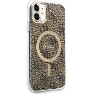 Hurtownia GSM - Set Guess husă + încărcător wireless GUBPN61H4EACSW Apple iPhone 11 maro/castaniu hard case 4G Print MagSafe - GUE2281 - {ean13} - Hurt