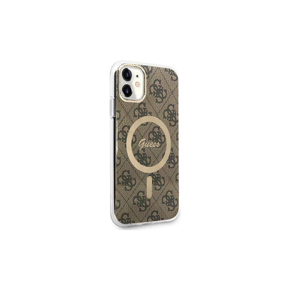 Hurtownia GSM - Set Guess husă + încărcător wireless GUBPN61H4EACSW Apple iPhone 11 maro/castaniu hard case 4G Print MagSafe - GUE2281 - {ean13} - Hurt