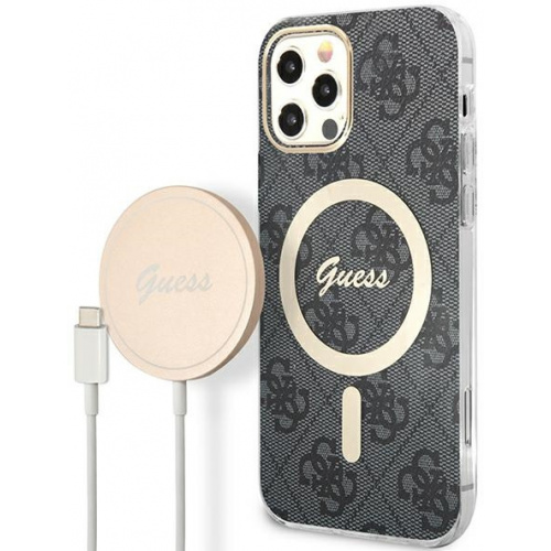 Guess Distributor - 3666339102777 - GUE2282 - Guess GUBPP12MH4EACSK Case + Wireless Charger Apple iPhone 12/12 Pro black hard case 4G Print MagSafe - B2B homescreen