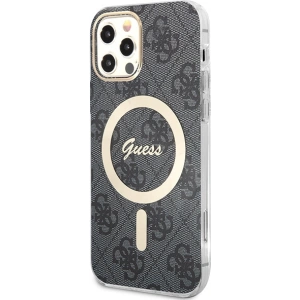 Hurtownia GSM - Sada Guess pouzdro + bezdrátová nabíječka GUBPP12MH4EACSK Apple iPhone 12/12 Pro černé/black hard case 4G Print MagSafe - GUE2282 - {ean13} - Hurt